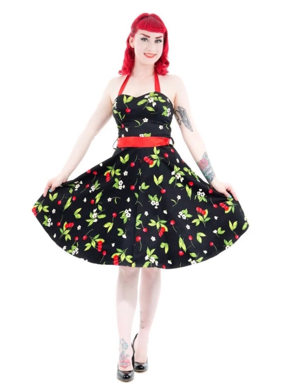 Hearts & Roses, size 8, Cherry Blossom Halter Dress, cotton blend